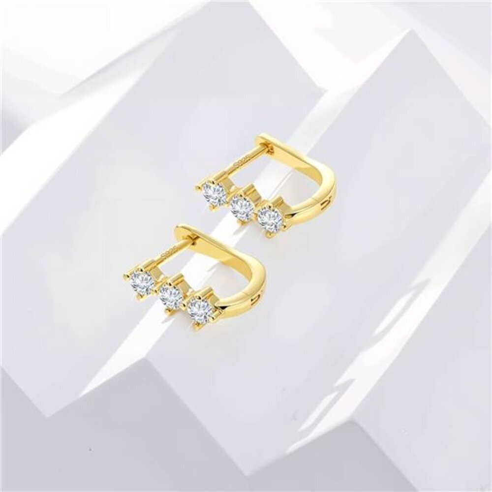 14K Gold Plated Cubic Zirconia Hoop Earrings for Women